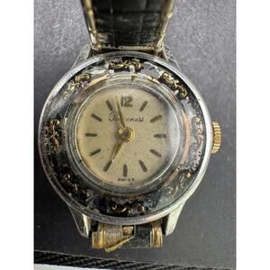 Vintage Baroness Ladies Swiss Made Mechanical Watch Bracelet Stretch Band